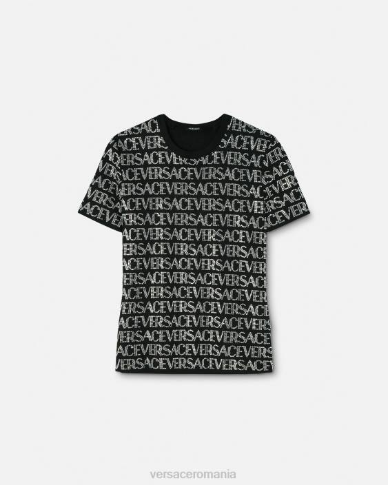 negru tricou cu cristale Versace femei îmbrăcăminte 40L6147