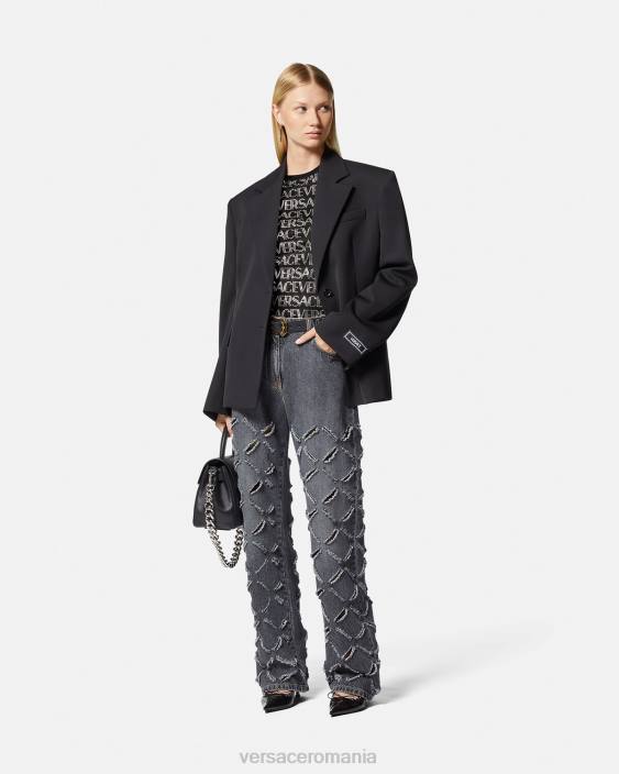 negru tricou cu cristale Versace femei îmbrăcăminte 40L6147