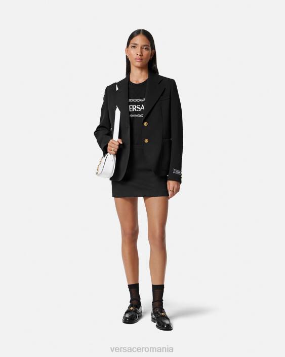 negru tricou cu logo brodat Versace femei îmbrăcăminte 40L6137