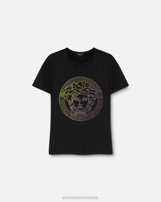 negru tricou cu medusa de cristal Versace femei îmbrăcăminte 40L6141
