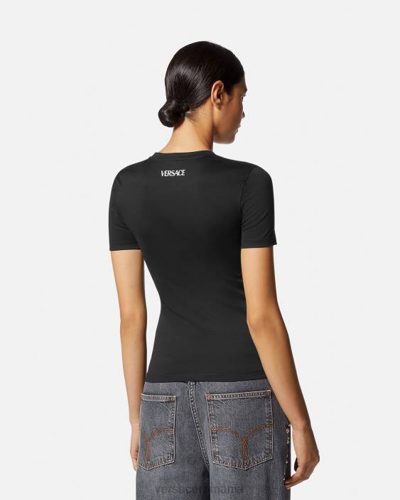 negru tricou cu medusa de cristal Versace femei îmbrăcăminte 40L6141