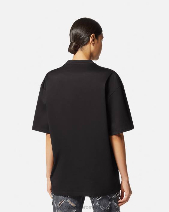 negru tricou cu împânzire zeiță Versace femei îmbrăcăminte 40L6156