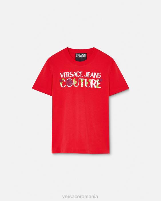 portocale tricou cu logo trandafiri Versace femei îmbrăcăminte 40L62168