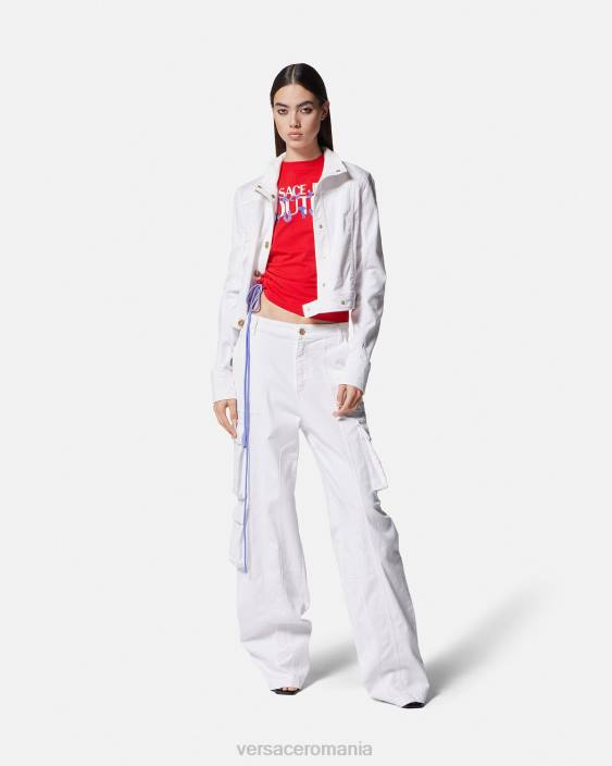 portocale tricou cu siret cu logo Versace femei îmbrăcăminte 40L62172