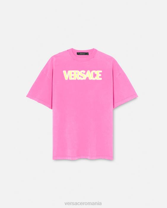 roz tricou cu logo învechit Versace femei îmbrăcăminte 40L6152