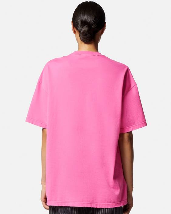 roz tricou cu logo învechit Versace femei îmbrăcăminte 40L6152