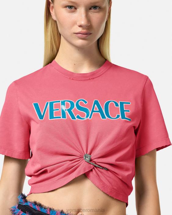 roz tricou cu logo pentru ac de siguranță Versace femei îmbrăcăminte 40L6139