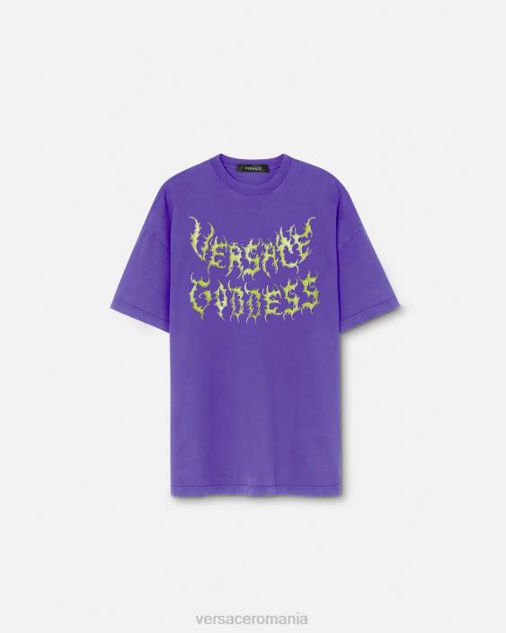 violet tricou supradimensionat al zeiței Versace femei îmbrăcăminte 40L6151