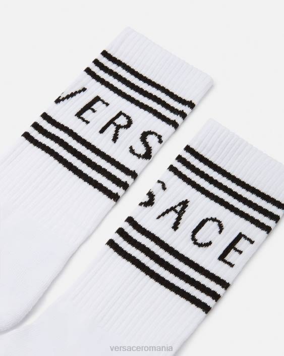 alb Șosete cu logo vintage anilor 90 Versace femei lenjerie intimă și îmbrăcăminte de plajă 40L61101