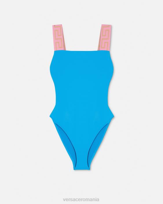 albastru Costum de baie dintr-o bucată cu bordura greca Versace femei lenjerie intimă și îmbrăcăminte de plajă 40L61136