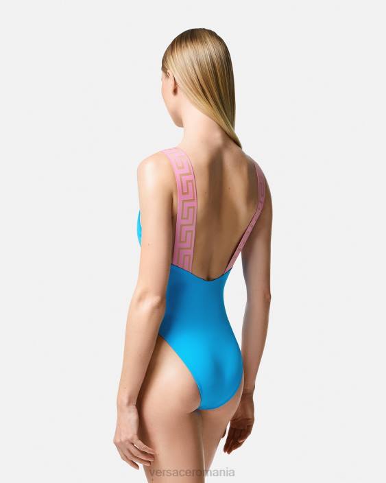 albastru Costum de baie dintr-o bucată cu bordura greca Versace femei lenjerie intimă și îmbrăcăminte de plajă 40L61136