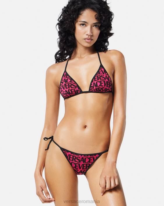 fucsia și imprimeu Top de bikini reversibil Versace femei lenjerie intimă și îmbrăcăminte de plajă 40L61165