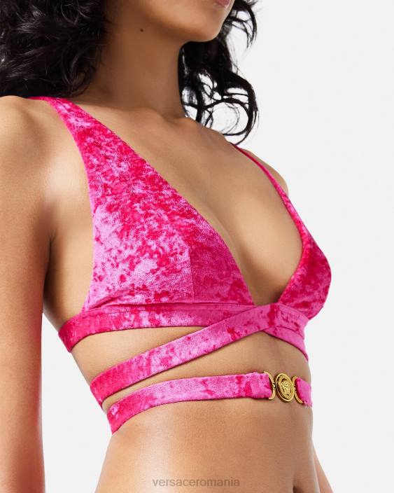fucsie Top de bikini din catifea medusa \'95 Versace femei lenjerie intimă și îmbrăcăminte de plajă 40L61173