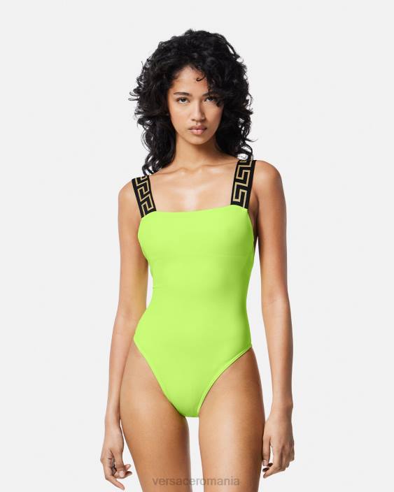 lămâie verde Costum de baie dintr-o bucată cu bordura greca Versace femei lenjerie intimă și îmbrăcăminte de plajă 40L61179