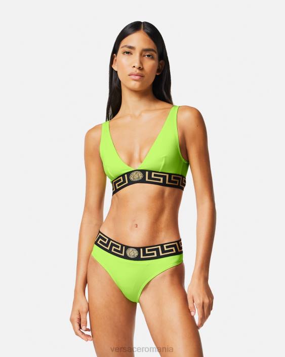 lămâie verde slip de bikini cu bordura greca Versace femei lenjerie intimă și îmbrăcăminte de plajă 40L61176