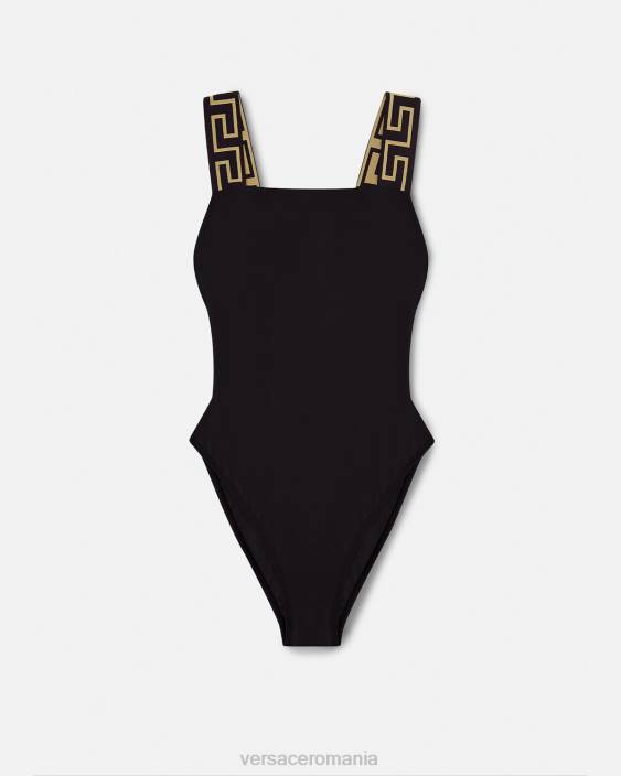 negru Costum de baie dintr-o bucată cu bordura greca Versace femei lenjerie intimă și îmbrăcăminte de plajă 40L61160