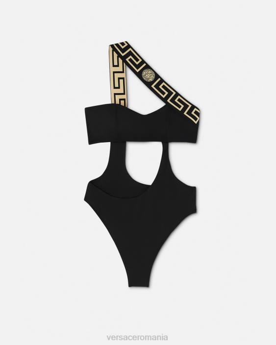 negru Costum de baie dintr-o bucată cu bordura greca Versace femei lenjerie intimă și îmbrăcăminte de plajă 40L61161