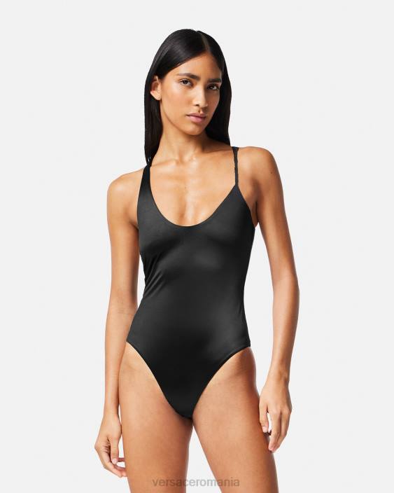 negru Costumul de baie dintr-o bucată rulat cu medusa Versace femei lenjerie intimă și îmbrăcăminte de plajă 40L61162