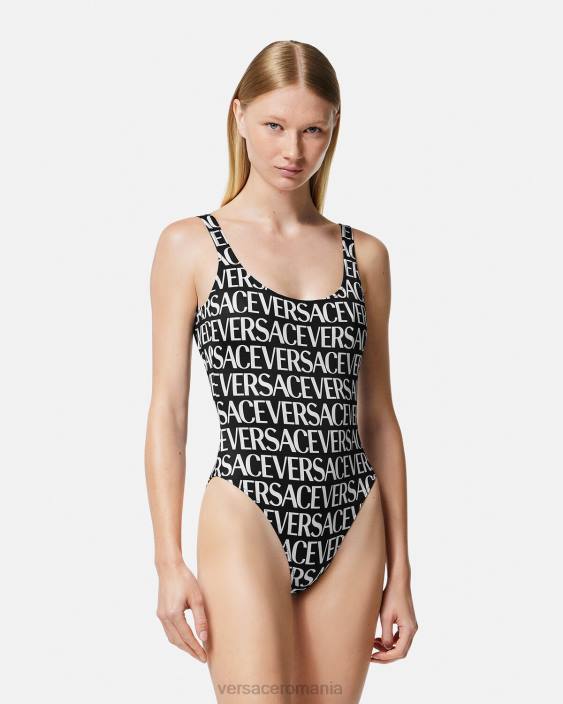 negru și imprimat costum de baie cu logo Versace femei lenjerie intimă și îmbrăcăminte de plajă 40L61137