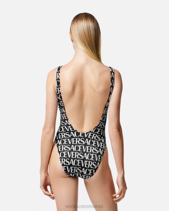 negru și imprimat costum de baie cu logo Versace femei lenjerie intimă și îmbrăcăminte de plajă 40L61137