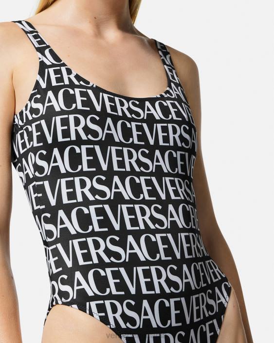 negru și imprimat costum de baie cu logo Versace femei lenjerie intimă și îmbrăcăminte de plajă 40L61137