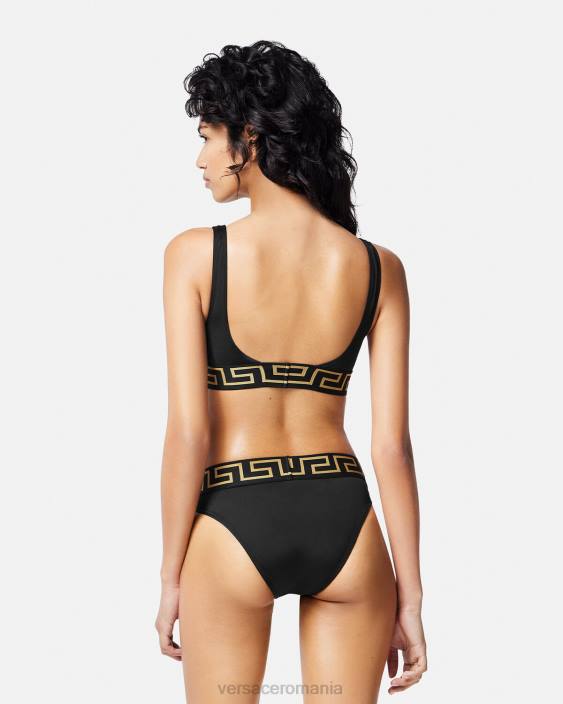 negru top de bikini cu bordura greca Versace femei lenjerie intimă și îmbrăcăminte de plajă 40L61152