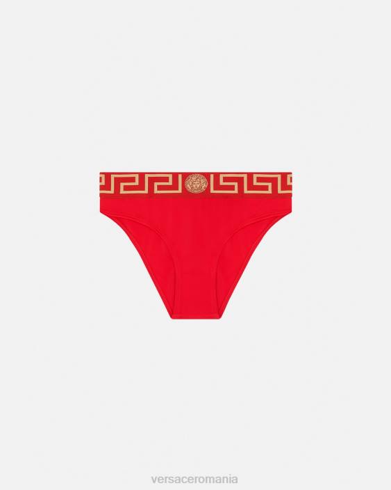 roșu slip de bikini cu bordura greca Versace femei lenjerie intimă și îmbrăcăminte de plajă 40L61155