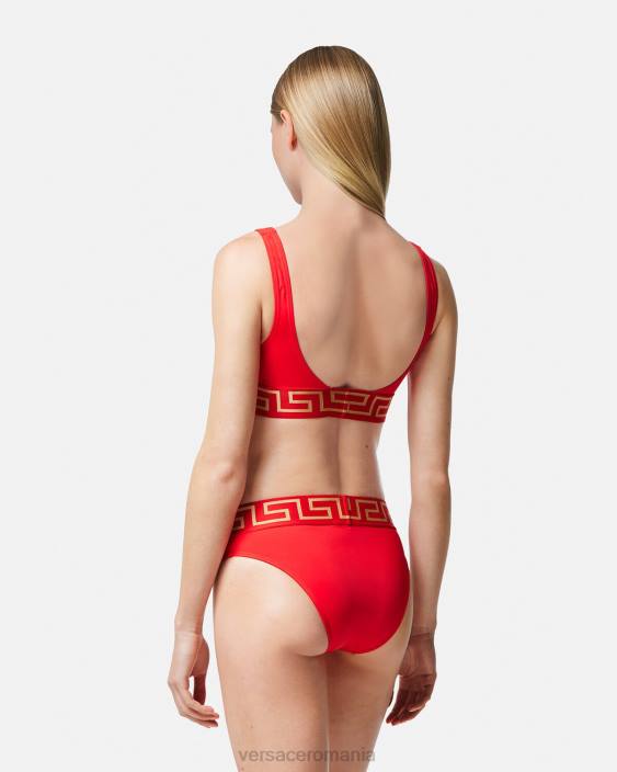 roșu slip de bikini cu bordura greca Versace femei lenjerie intimă și îmbrăcăminte de plajă 40L61155