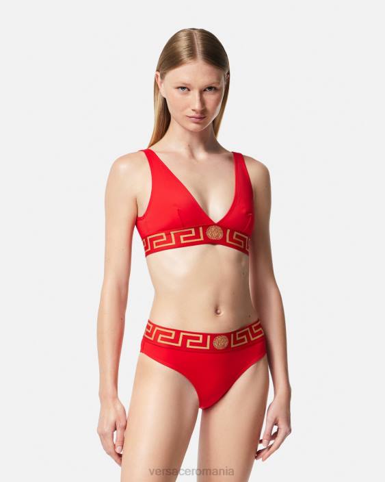 roșu top de bikini cu bordura greca Versace femei lenjerie intimă și îmbrăcăminte de plajă 40L61151