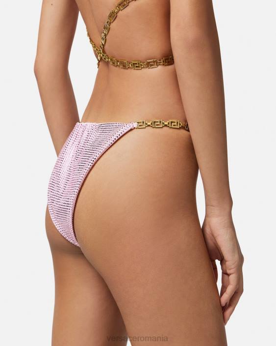 roz fund de bikini cristal greca Versace femei lenjerie intimă și îmbrăcăminte de plajă 40L61126