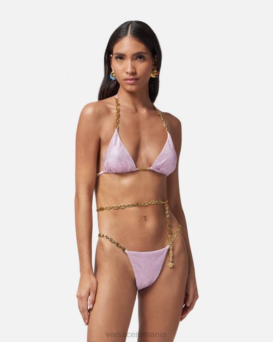 roz top de bikini cristal greca Versace femei lenjerie intimă și îmbrăcăminte de plajă 40L61125