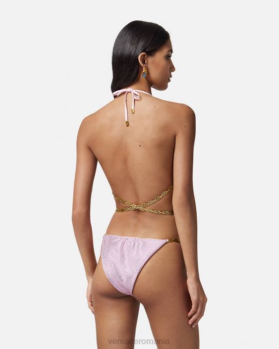 roz top de bikini cristal greca Versace femei lenjerie intimă și îmbrăcăminte de plajă 40L61125