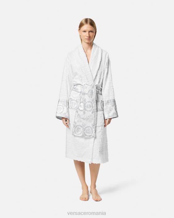 alb si argintiu halat de baie cristal i baroc mireasa Versace femei lenjerie intimă și îmbrăcăminte de plajă 40L61090