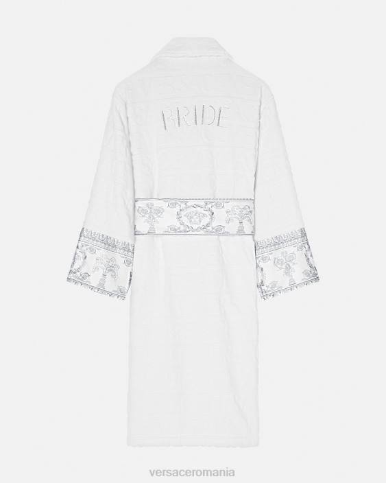 alb si argintiu halat de baie cristal i baroc mireasa Versace femei lenjerie intimă și îmbrăcăminte de plajă 40L61090