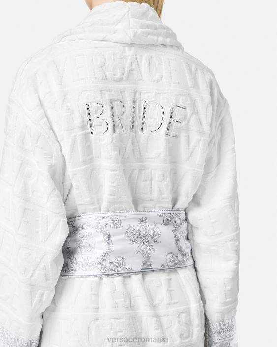 alb si argintiu halat de baie cristal i baroc mireasa Versace femei lenjerie intimă și îmbrăcăminte de plajă 40L61090