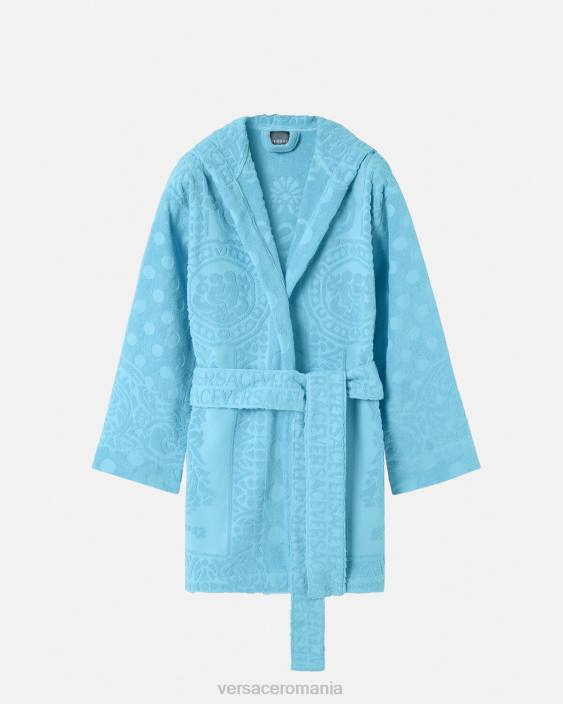 albastru deschis halat de baie scurt baroc scoici Versace femei lenjerie intimă și îmbrăcăminte de plajă 40L61082