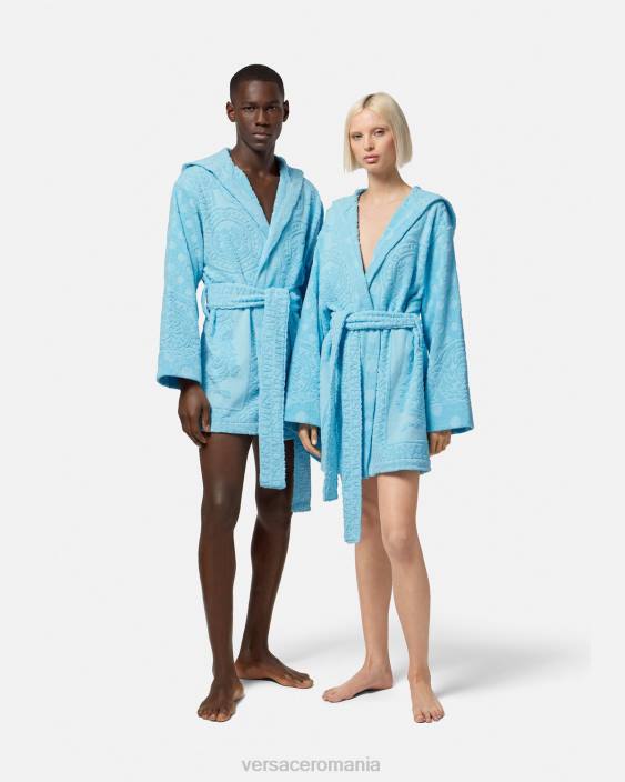 albastru deschis halat de baie scurt baroc scoici Versace femei lenjerie intimă și îmbrăcăminte de plajă 40L61082