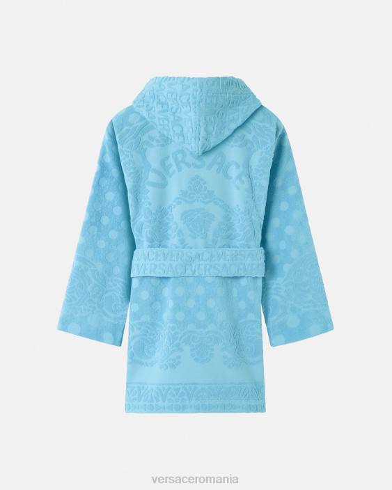 albastru deschis halat de baie scurt baroc scoici Versace femei lenjerie intimă și îmbrăcăminte de plajă 40L61082