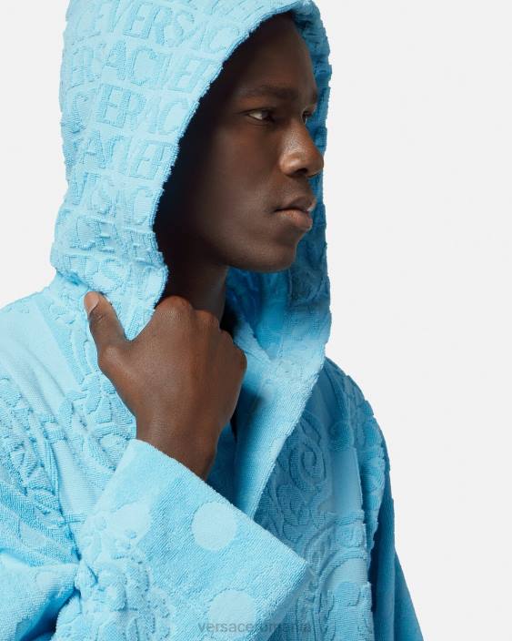 albastru deschis halat de baie scurt baroc scoici Versace femei lenjerie intimă și îmbrăcăminte de plajă 40L61082
