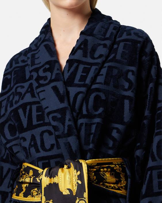 albastru eu halat de baie baroc Versace femei lenjerie intimă și îmbrăcăminte de plajă 40L61091