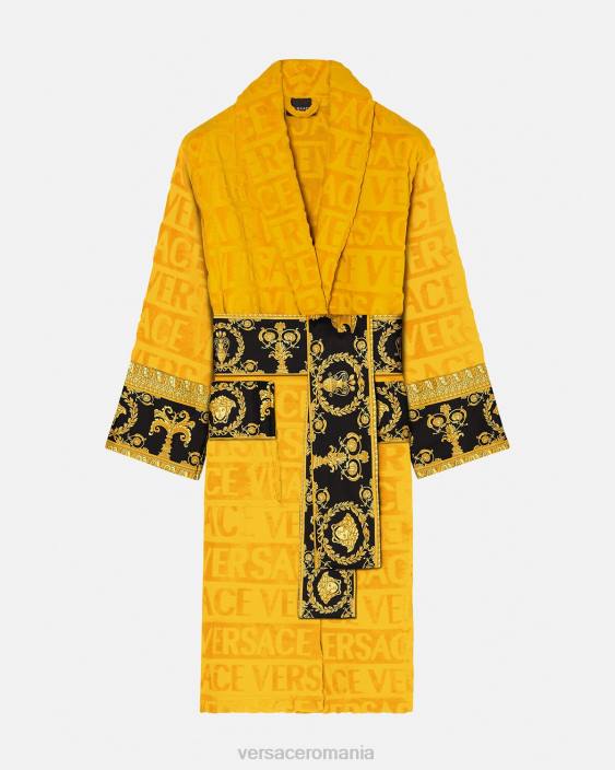 galben eu halat de baie baroc Versace femei lenjerie intimă și îmbrăcăminte de plajă 40L61096