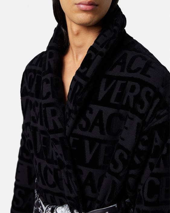 negru eu halat de baie baroc Versace femei lenjerie intimă și îmbrăcăminte de plajă 40L61086