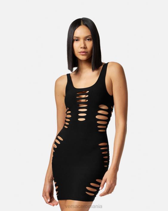 negru acoperire cu rochie mini tăiată Versace femei lenjerie intimă și îmbrăcăminte de plajă 40L61216