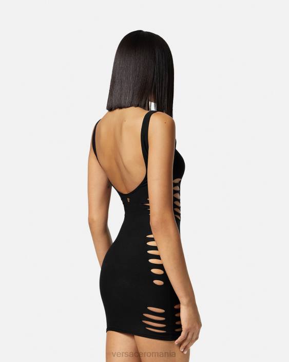 negru acoperire cu rochie mini tăiată Versace femei lenjerie intimă și îmbrăcăminte de plajă 40L61216
