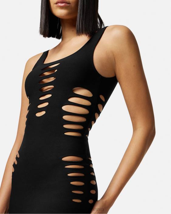 negru acoperire cu rochie mini tăiată Versace femei lenjerie intimă și îmbrăcăminte de plajă 40L61216