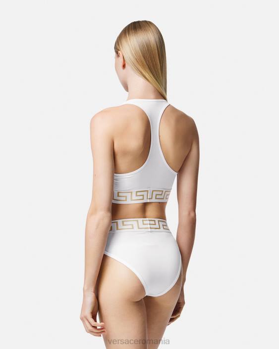 alb slip cu picior inalt cu bordura greca Versace femei lenjerie intimă și îmbrăcăminte de plajă 40L61056