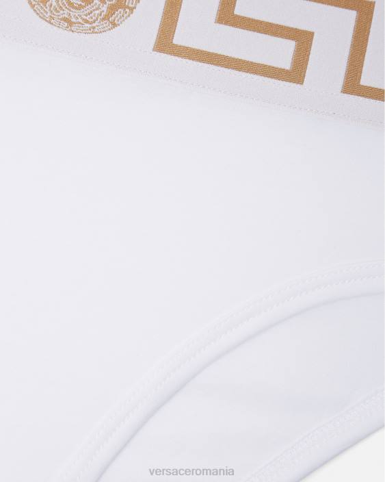 alb slip cu picior inalt cu bordura greca Versace femei lenjerie intimă și îmbrăcăminte de plajă 40L61056
