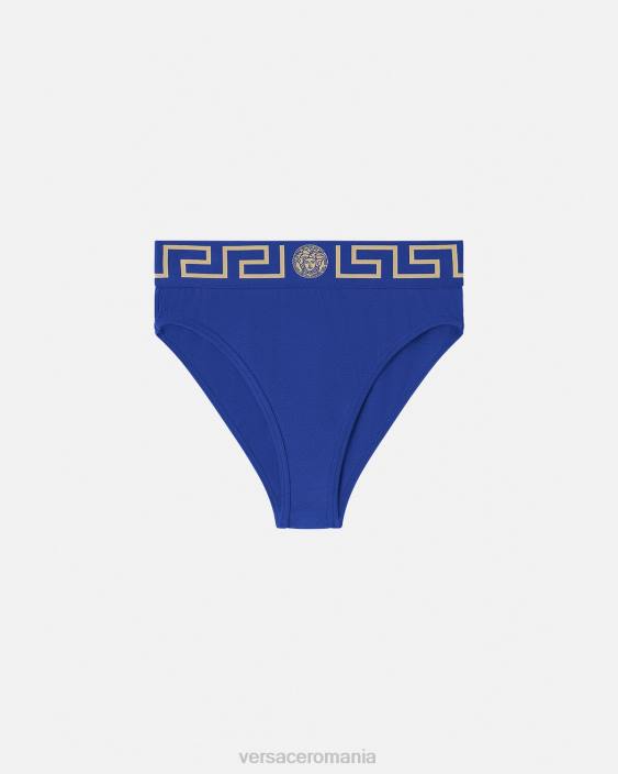 albastru slip cu picior inalt cu bordura greca Versace femei lenjerie intimă și îmbrăcăminte de plajă 40L61058