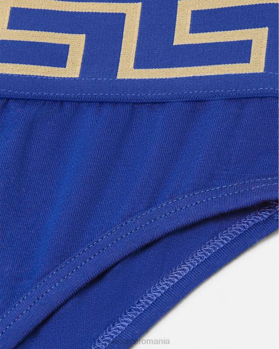 albastru slip cu picior inalt cu bordura greca Versace femei lenjerie intimă și îmbrăcăminte de plajă 40L61058
