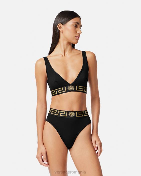 negru greca border bralette Versace femei lenjerie intimă și îmbrăcăminte de plajă 40L61043